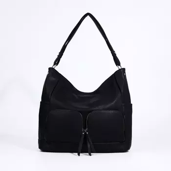 Сумка-тоут на молнии, 3 наружных кармана, цвет чёрный