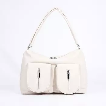 Сумка женская на молнии, цвет молочный