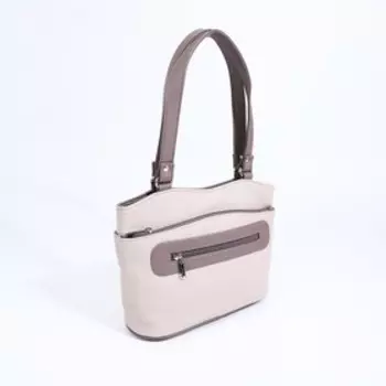 Сумка-тоут "Золотой дождь" на молнии, 3 наружных кармана, длинный ремень, цвет бежевый