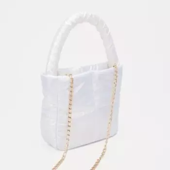 Сумка женская тоут на молнии, 23819 см, однотонная, со стёжкой, белая