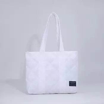 Сумка-шопер женская на молнии, размер 441134 см, однотонная, белая