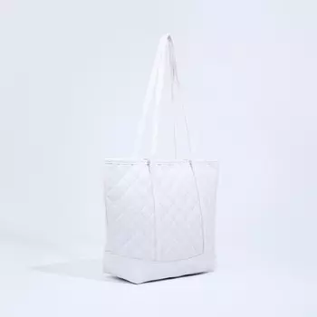 Сумка-шопер женская на молнии, размер 351227 см, со стёжкой, белая