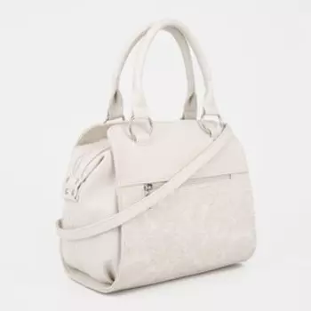 Сумка-саквояж на молнии, цвет бежевый