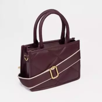 Сумка женская тоут на молнии, 22916 см, однотонная, со стёжкой, бордовая