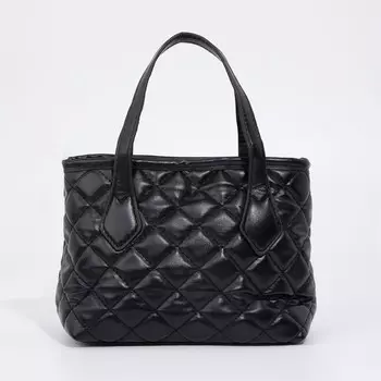 Сумка женская тоут на молнии, 201115 см, однотонная, со стёжкой, чёрная