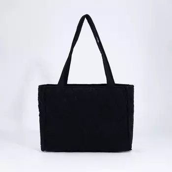 Сумка женская тоут на молнии, 351126 см, со стёжкой, чёрная