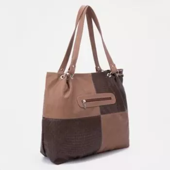 Сумка-тоут на молнии, цвет коричневый