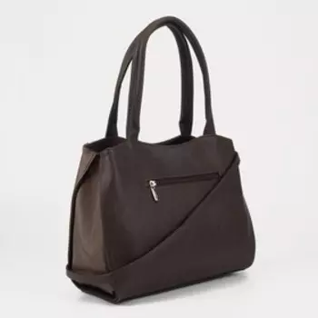 Сумка-тоут на молнии, цвет коричневый