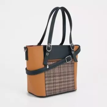 Сумка-тоут на молнии, цвет коричневый