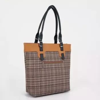 Сумка-тоут на молнии, цвет коричневый