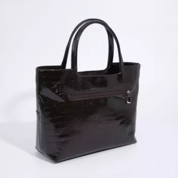 Сумка-тоут на молнии, цвет коричневый