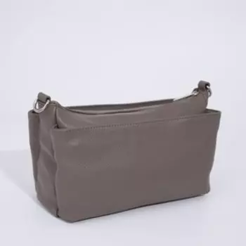 Сумка-тоут на молнии, 2 наружных кармана, цвет коричневый