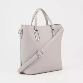 Сумка женская тоут на молнии, цвет серый