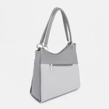 Сумка-тоут на молнии, цвет серый/бежевый