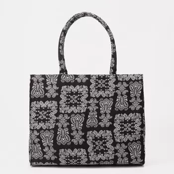 Сумка-тоут на молнии, длинная ремень, цвет чёрный