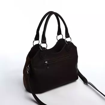 Сумка-тоут на молнии, наружный карман, цвет коричневый/бежевый