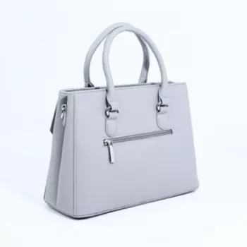 Сумка-тоут на молнии, наружный карман, цвет светло-серый