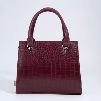 Сумка женская El Masta на молнии, наружный карман, длинный ремень, бордовый