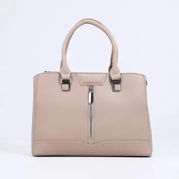 Сумка женская тоут на молнии, 301221 см, однотонная, бежевая