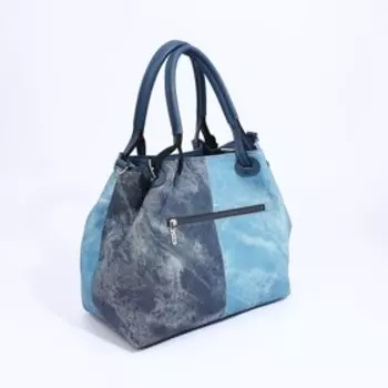 Сумка-тоут "Золотой дождь" на молнии, наружный карман, длинный ремень, цвет синий