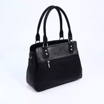 Сумка-тоут "Золотой дождь" на молнии, наружный карман, длинный ремень, цвет тёмно-серый