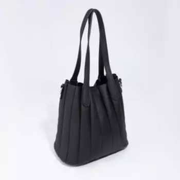 Сумка-тоут на магните, длинный ремень, цвет чёрный