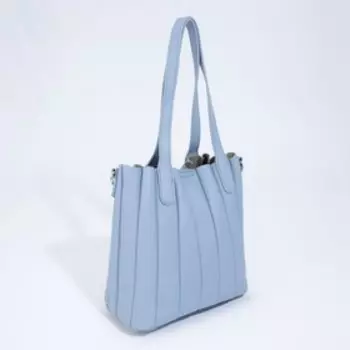 Сумка-тоут, отдел на магните, длинный ремень, цвет голубой