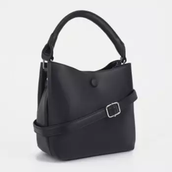 Сумка-тоут, отдел на молнии, 2 отдела на магнитах, длинный ремень, цвет чёрный