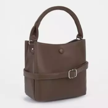 Сумка-тоут, отдел на молнии, 2 отдела на магнитах, длинный ремень, цвет коричневый