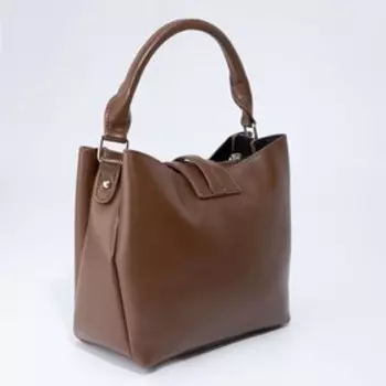 Сумка-тоут, отдел на молнии, 2 отдела на магнитах, длинный ремень, цвет коричневый