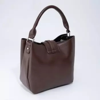 Сумка-тоут, отдел на молнии, 2 отдела на магнитах, длинный ремень, цвет тёмно-коричневый