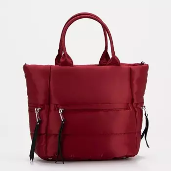 Сумка-тоут на молнии, 3 наружных кармана, длинный ремень, цвет бордовый