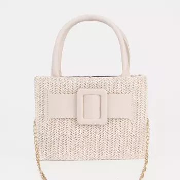 Сумка женская тоут на молнии, длинная цепь, цвет белый