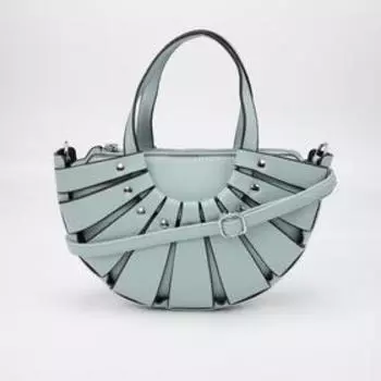 Сумка-тоут, отдел на молнии, длинный ремень, цвет голубой