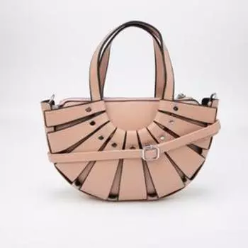 Сумка-тоут, отдел на молнии, длинный ремень, цвет розовый