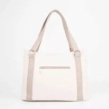 Сумка-тоут, отдел на молнии, наружный карман, цвет бежевый