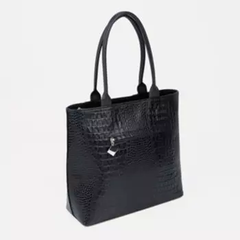 Сумка-тоут, отдел на молнии, наружный карман, цвет черный