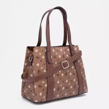 Сумка-тоут, отдел на молнии, наружный карман, цвет коньяк