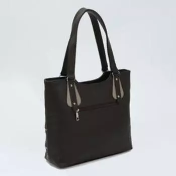 Сумка-тоут, отдел на молнии, наружный карман, цвет коричневый