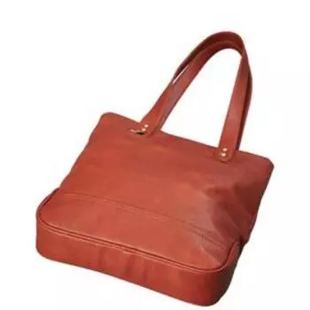 Сумка тоут, отдел на молнии, наружный карман, цвет рыжий