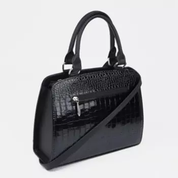 Сумка-тоут, отдел на молнии, наружный карман, длинный ремень, цвет чёрный