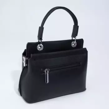 Сумка-тоут, отдел на молнии, наружный карман, длинный ремень, цвет чёрный