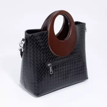 Сумка-тоут, отдел на молнии, наружный карман, длинный ремень, цвет чёрный