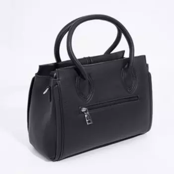 Сумка-тоут, отдел на молнии, наружный карман, длинный ремень, цвет чёрный