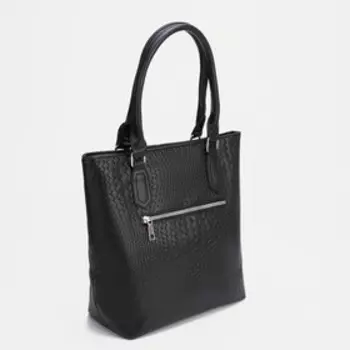 Сумка-тоут, отдел на молнии, наружный карман, длинный ремень, цвет чёрный