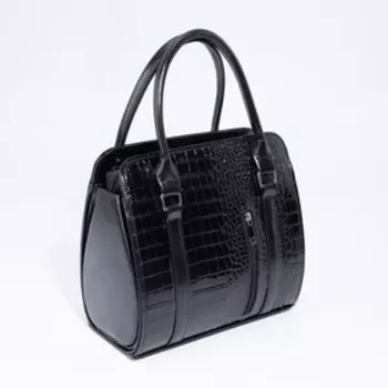 Сумка-тоут, отдел на молнии, наружный карман, длинный ремень, цвет чёрный