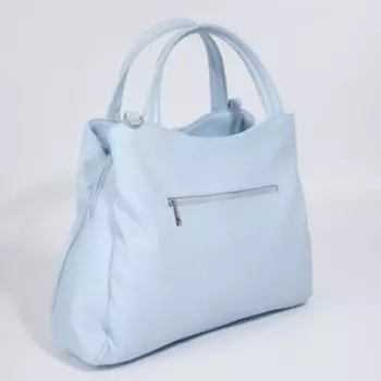 Сумка-тоут, отдел на молнии, наружный карман, длинный ремень, цвет голубой