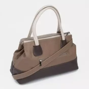 Сумка-тоут, отдел на молнии, наружный карман, длинный ремень, цвет кофейный