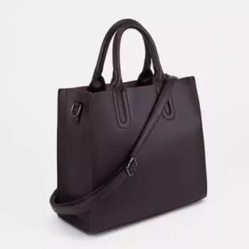 Сумка-тоут, отдел на молнии, наружный карман, длинный ремень, цвет коричневый