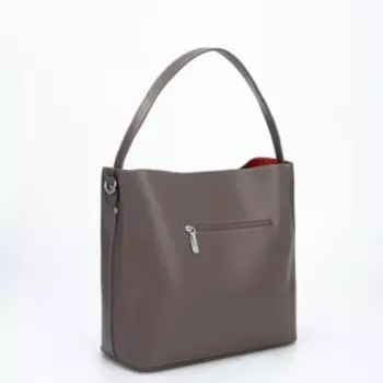 Сумка-тоут, отдел на молнии, наружный карман, длинный ремень, цвет коричневый